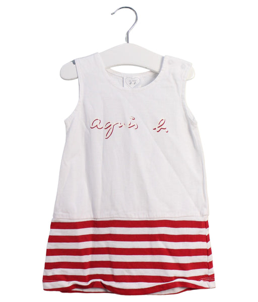 A White Sleeveless Dresses from Agnes b. in size 6-12M for girl. (Front View)
