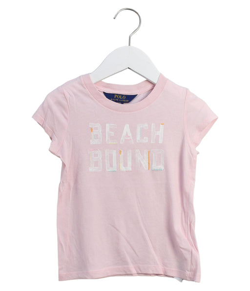 A Pink Short Sleeve T Shirts from Polo Ralph Lauren in size 3T for girl. (Front View)