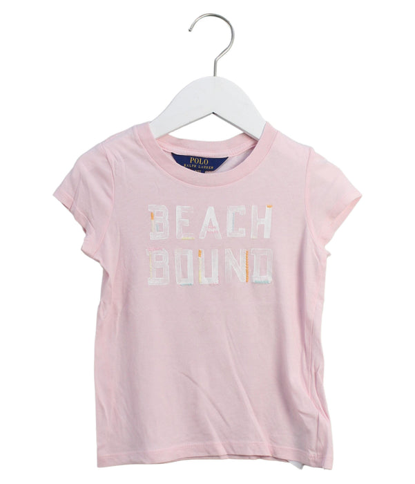 A Pink Short Sleeve T Shirts from Polo Ralph Lauren in size 3T for girl. (Front View)