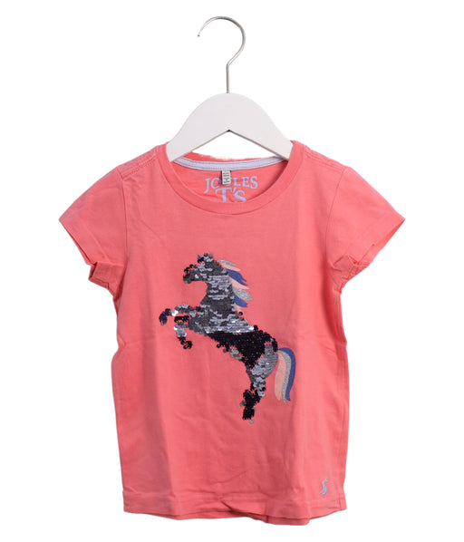A Pink Short Sleeve T Shirts from Joules in size 5T for girl. (Front View)