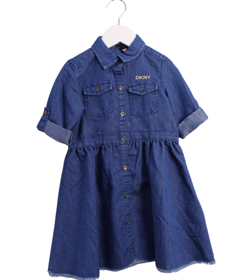 A Blue Short Sleeve Dresses from DKNY in size 3T for girl. (Front View)