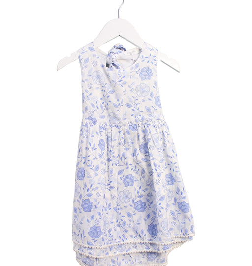 A Blue Sleeveless Dresses from Purebaby in size 3T for girl. (Front View)