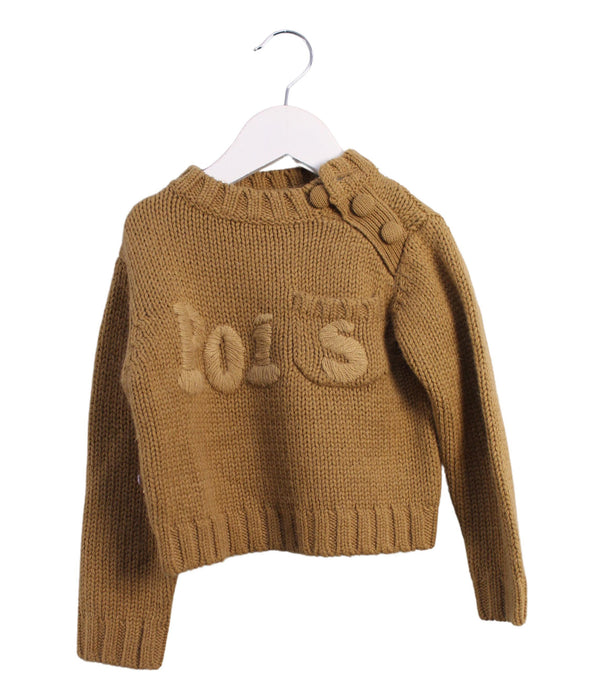 A Brown Knit Sweaters from Le Petit Pois in size 6-12M for girl. (Front View)