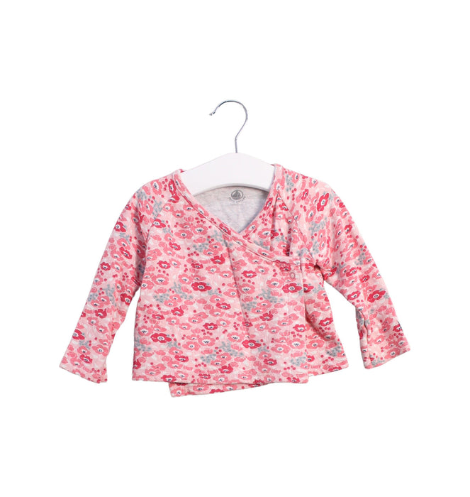 A Pink Long Sleeve Tops from Petit Bateau in size 6-12M for girl. (Front View)