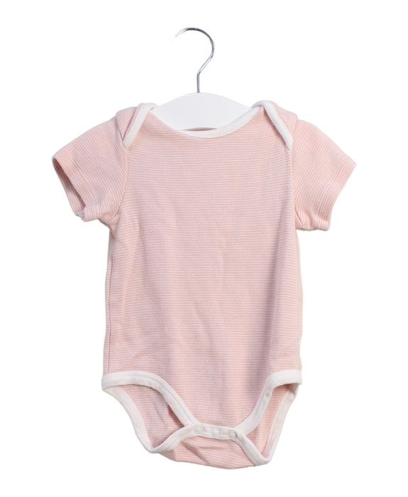 A Pink Short Sleeve Bodysuits from Mori in size 6-12M for girl. (Front View)