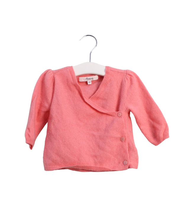 A Pink Cardigans from Bonpoint in size 6-12M for girl. (Front View)