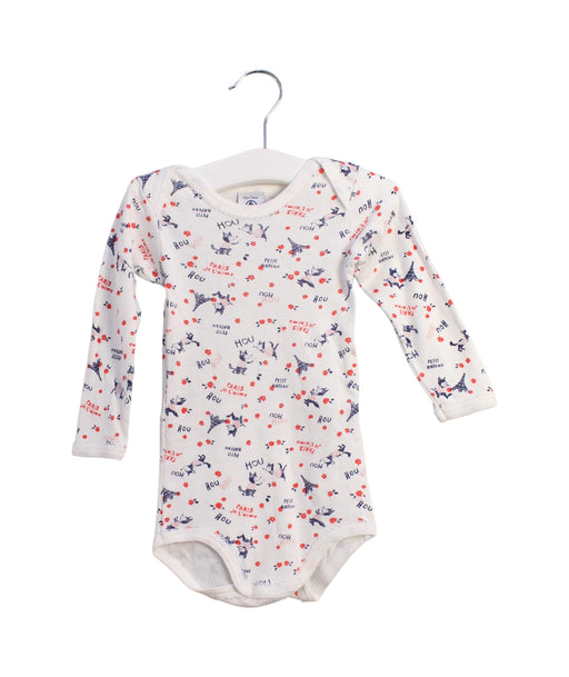 A White Long Sleeve Bodysuits from Petit Bateau in size 6-12M for girl. (Front View)