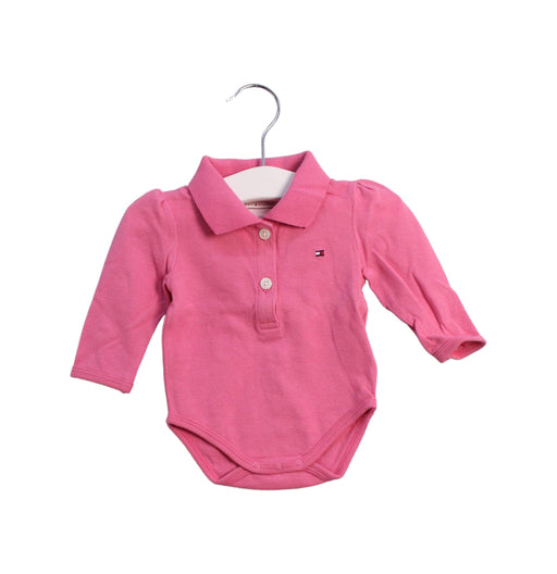 A Pink Long Sleeve Bodysuits from Tommy Hilfiger in size 0-3M for girl. (Front View)