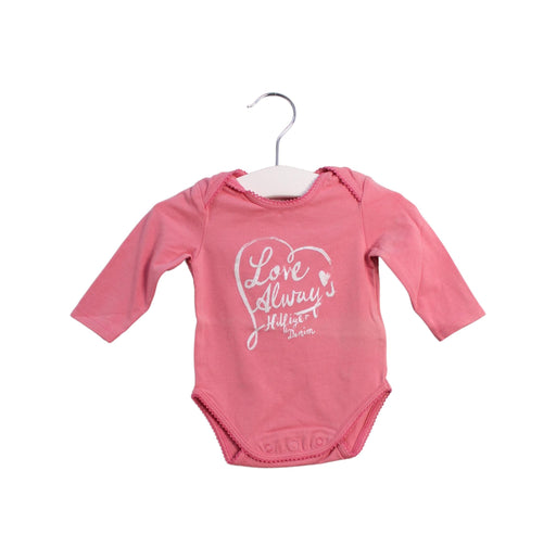 A Pink Long Sleeve Bodysuits from Tommy Hilfiger in size 0-3M for girl. (Front View)