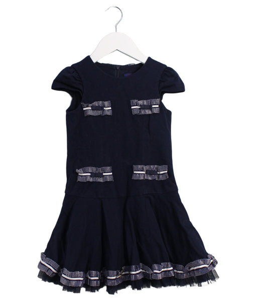 A Navy Short Sleeve Dresses from Nicholas & Bears in size 6T for girl. (Front View)
