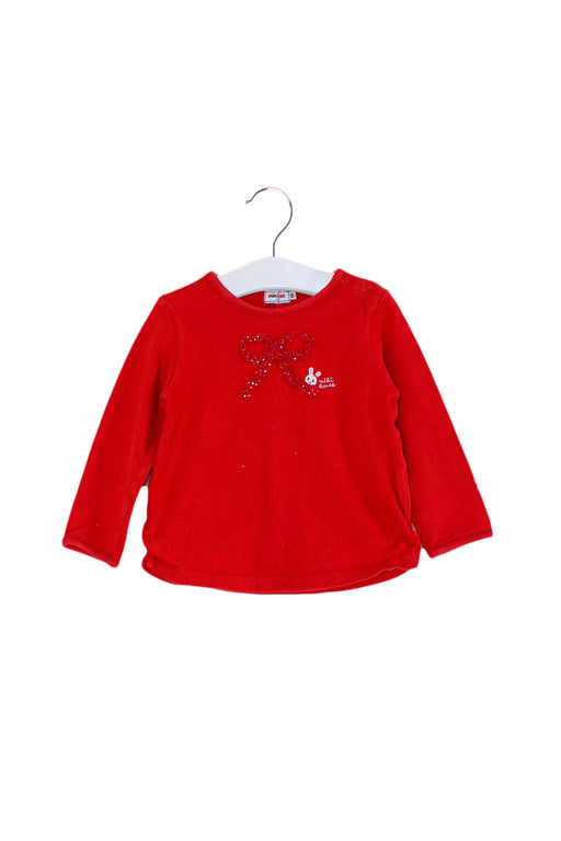 A Red Long Sleeve Tops from Miki House in size 18-24M for girl. (Front View)