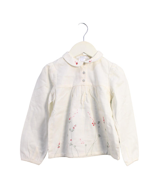 A Ivory Long Sleeve Tops from Jacadi in size 4T for girl. (Front View)