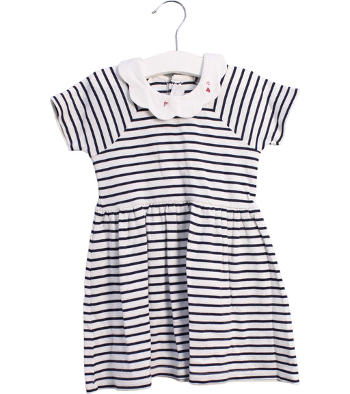 A Navy Short Sleeve Dresses from Petit Bateau in size 2T for girl. (Front View)