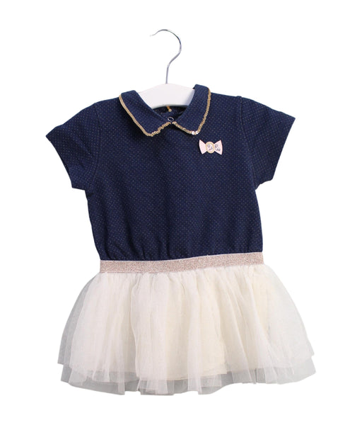 A Navy Short Sleeve Dresses from La Compagnie des Petits in size 6-12M for girl. (Front View)