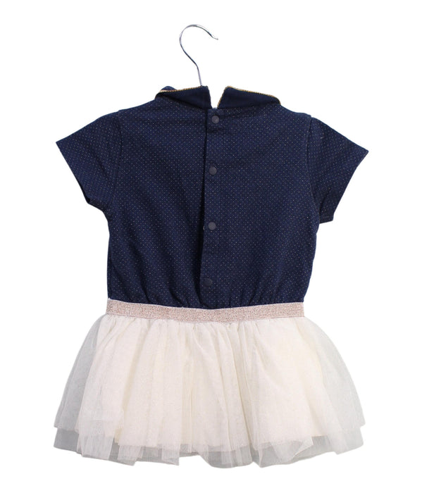 A Navy Short Sleeve Dresses from La Compagnie des Petits in size 6-12M for girl. (Back View)