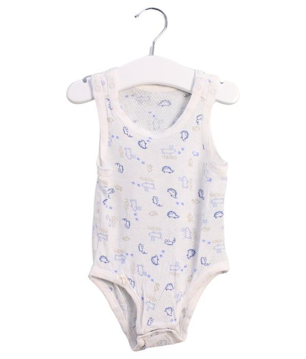 A White Sleeveless Bodysuits from Mides in size 6-12M for boy. (Front View)