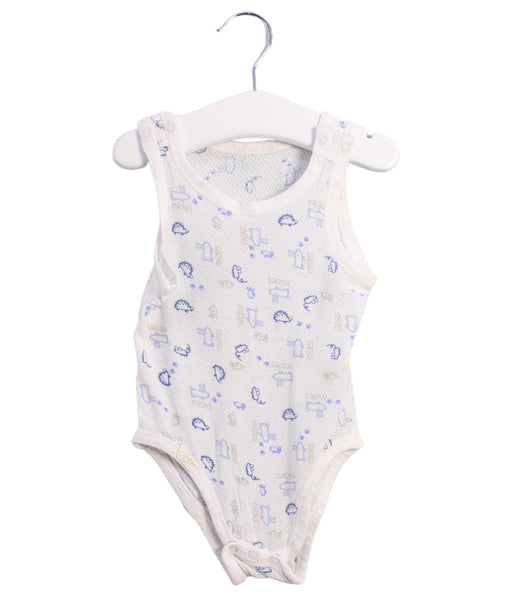 A White Sleeveless Bodysuits from Mides in size 6-12M for boy. (Front View)
