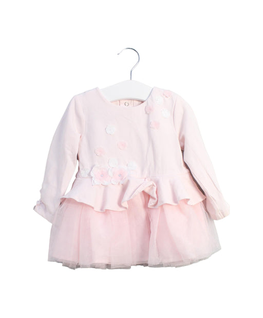 A Pink Long Sleeve Dresses from Miniclasix in size 6-12M for girl. (Front View)