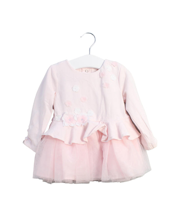A Pink Long Sleeve Dresses from Miniclasix in size 6-12M for girl. (Front View)