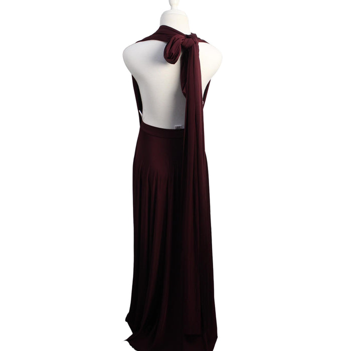 A Burgundy Sleeveless Dresses from Twobirds New York in size S for maternity. (Back View)