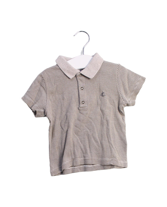 A Beige Short Sleeve Polos from Petit Bateau in size 18-24M for boy. (Front View)