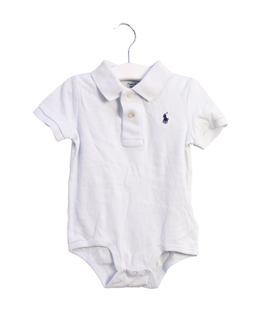 A White Short Sleeve Bodysuits from Ralph Lauren in size 12-18M for boy. (Front View)
