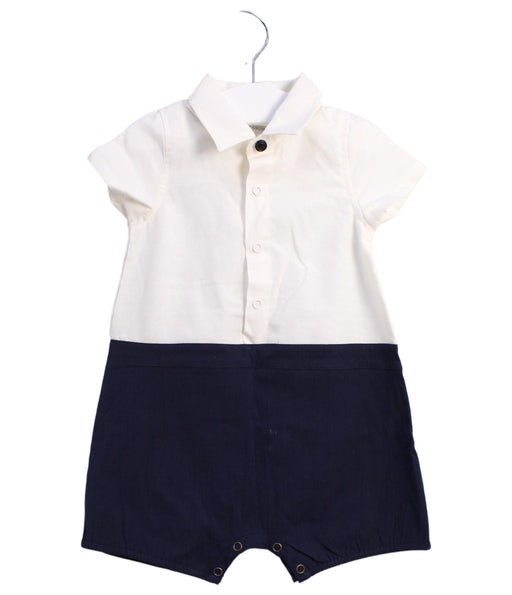 A White Short Sleeve Rompers from Le Petit Society in size 6-12M for boy. (Front View)