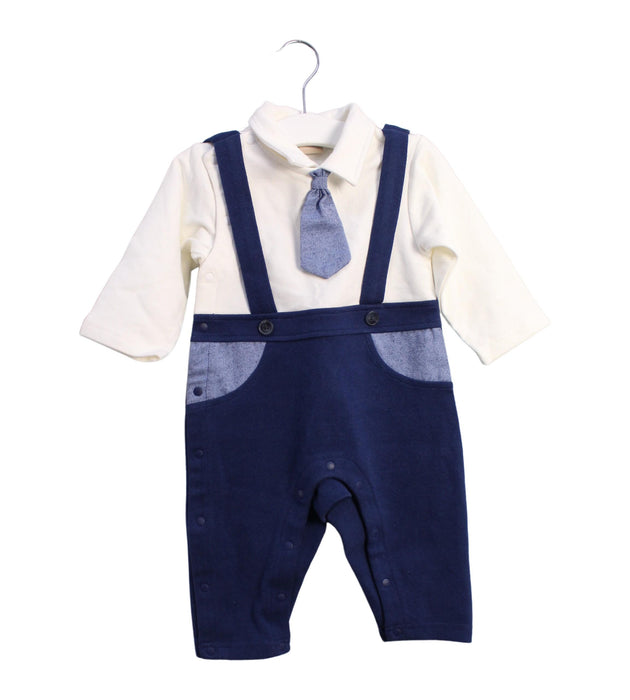 A White Long Sleeve Jumpsuits from Chickeeduck in size 6-12M for boy. (Front View)