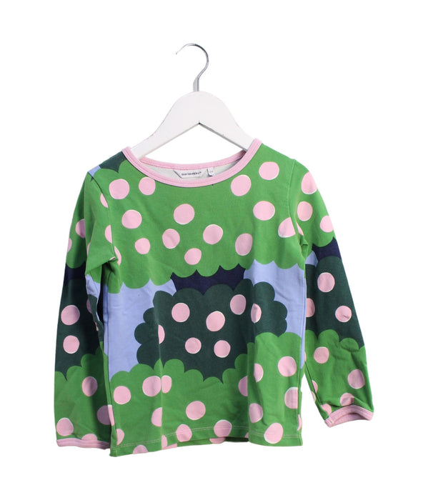 A Green Long Sleeve Tops from Marimekko in size 4T for girl. (Front View)