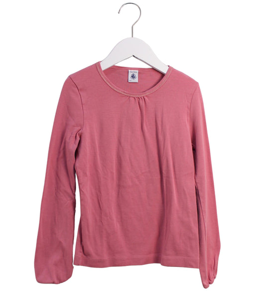 A Pink Long Sleeve Tops from Petit Bateau in size 10Y for girl. (Front View)