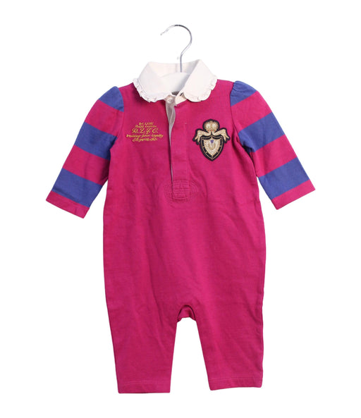 A Pink Long Sleeve Jumpsuits from Ralph Lauren in size 0-3M for girl. (Front View)