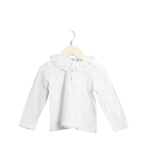 A White Long Sleeve Tops from Knot in size 3T for girl. (Front View)