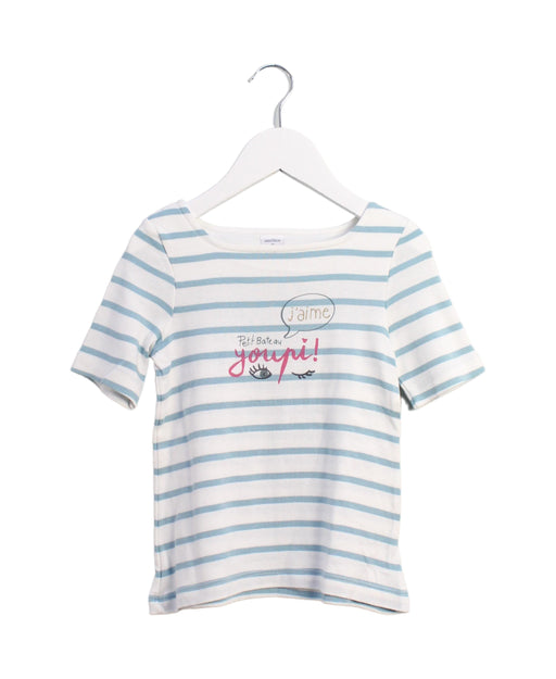 A Blue Short Sleeve Tops from Petit Bateau in size 4T for girl. (Front View)