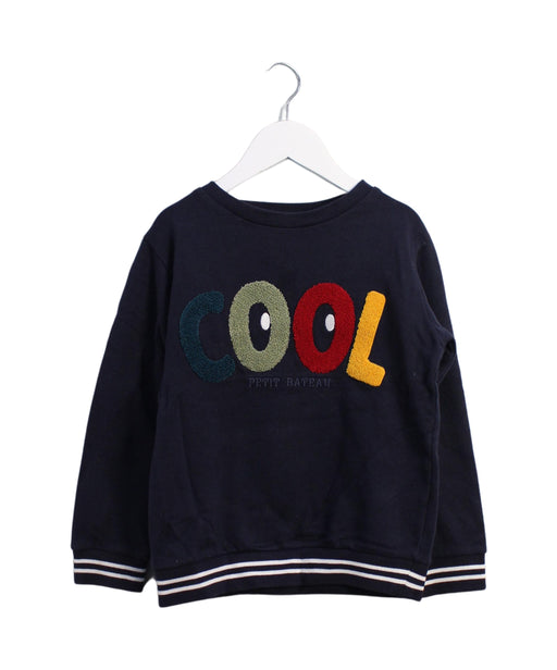A Navy Crewneck Sweatshirts from Petit Bateau in size 8Y for boy. (Front View)