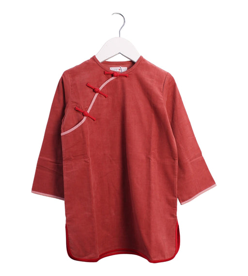 A Red Long Sleeve Dresses from Tang'Roulou in size 4T for girl. (Front View)