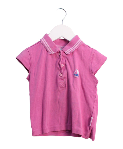 A Pink Short Sleeve Polos from Jojo Maman Bébé in size 2T for girl. (Front View)