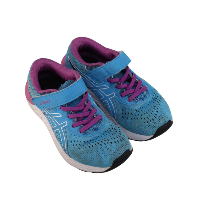 A Blue Sneakers from ASICS in size 7Y for girl. (Front View)