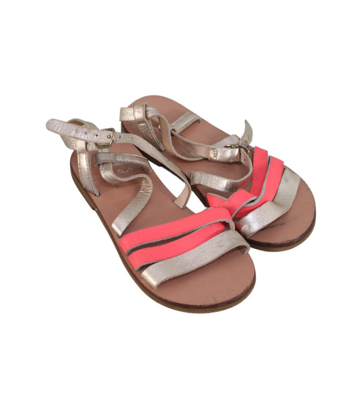 A Pink Sandals from Jacadi in size 4T for girl. (Front View)