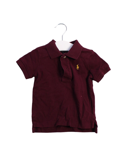 A Burgundy Short Sleeve Polos from Ralph Lauren in size 6-12M for boy. (Front View)