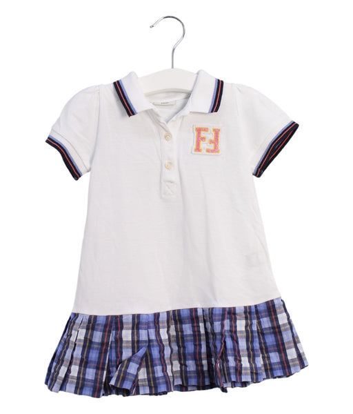 A White Short Sleeve Dresses from Fendi in size 6-12M for girl. (Front View)