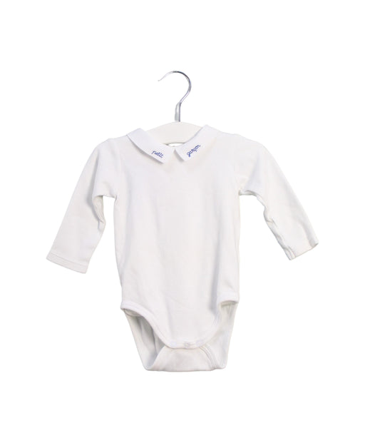 A White Long Sleeve Bodysuits from Jacadi in size 3-6M for boy. (Front View)