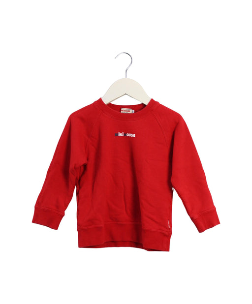 A Red Crewneck Sweatshirts from Miki House in size 2T for boy. (Front View)