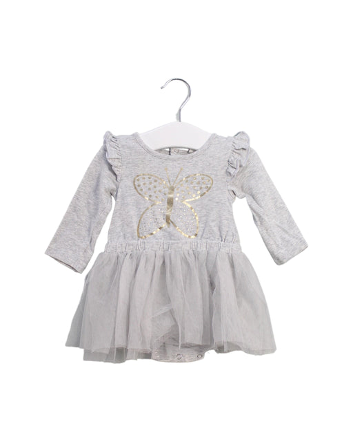 A Grey Long Sleeve Dresses from Seed in size 0-3M for girl. (Front View)