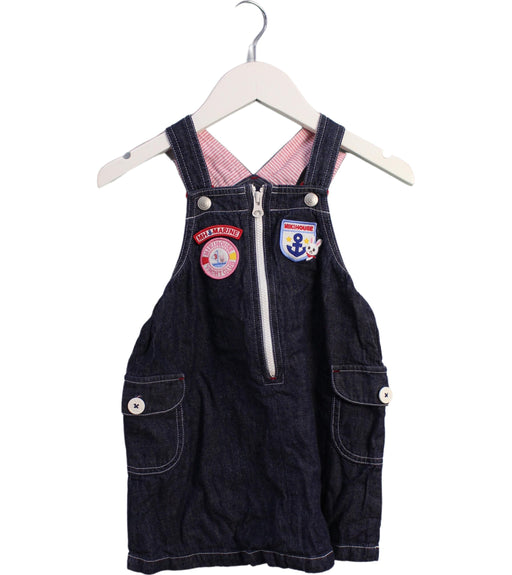 A Navy Overall Dresses from Miki House in size 2T for girl. (Front View)