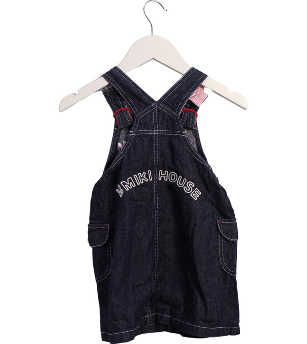 A Navy Overall Dresses from Miki House in size 2T for girl. (Back View)
