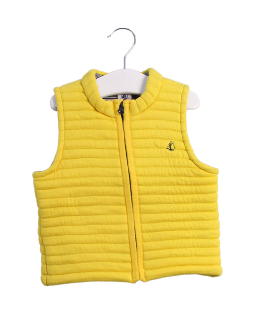A Yellow Outerwear Vests from Petit Bateau in size 6-12M for boy. (Front View)