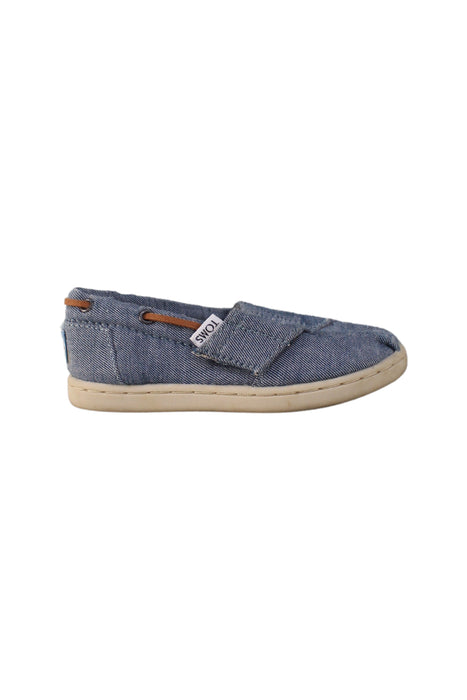 A Blue Slip Ons from Toms in size 3T for neutral. (Back View)