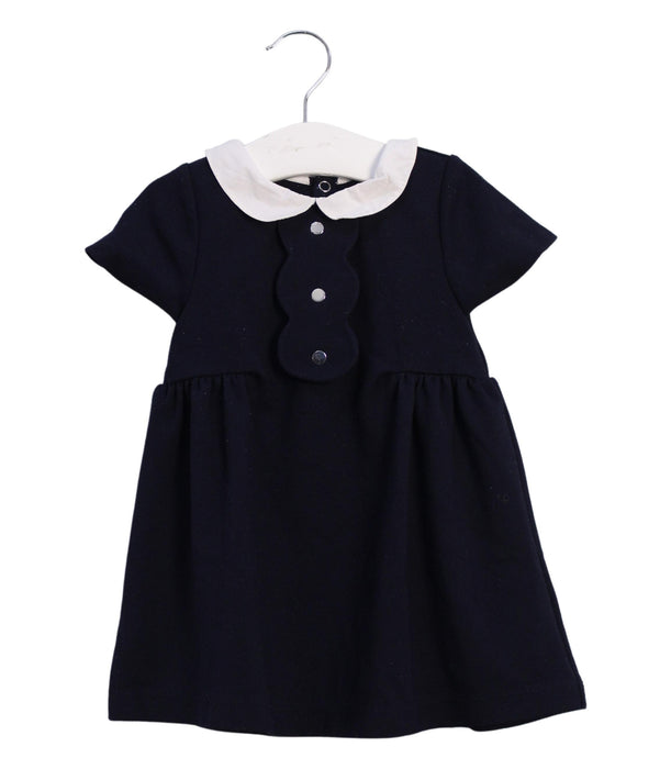 A Navy Short Sleeve Dresses from Jacadi in size 12-18M for girl. (Front View)
