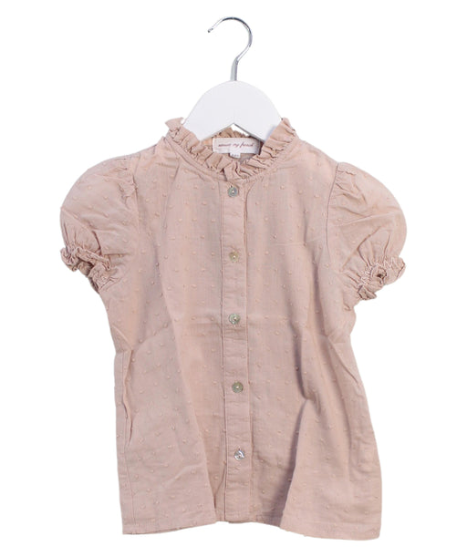 A Pink Short Sleeve Tops from Excuse My French in size 4T for girl. (Front View)