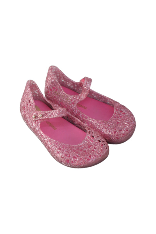 A Pink Flats from Mini Melissa Campana in size 4T for girl. (Front View)